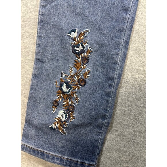 Tantrums Womens Jeans 16 Embroidered Floral Denim Blue Stretch‎ - Picture 2 of 6